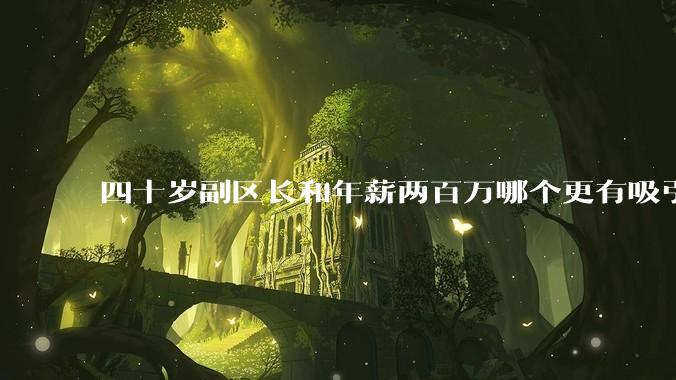 四十岁副区长和年薪两百万哪个更有吸引力？